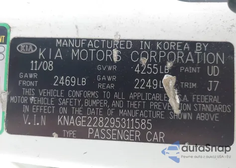 2009 Kia Optima Lx z USA, uszkodzony, nr VIN KNAGE228295311585